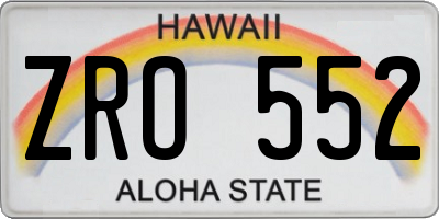 HI license plate ZRO552