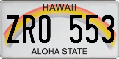 HI license plate ZRO553