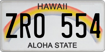 HI license plate ZRO554