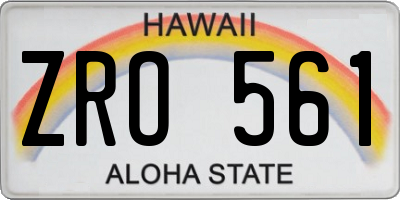 HI license plate ZRO561