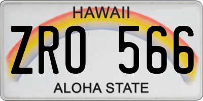 HI license plate ZRO566