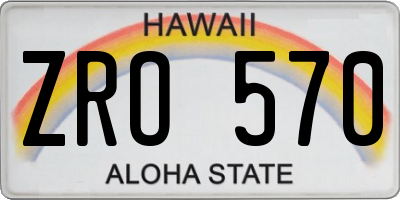 HI license plate ZRO570