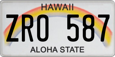 HI license plate ZRO587