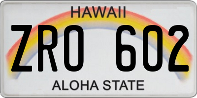 HI license plate ZRO602