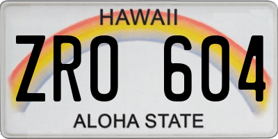 HI license plate ZRO604