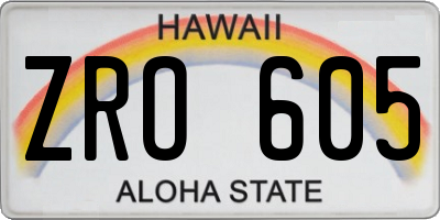 HI license plate ZRO605