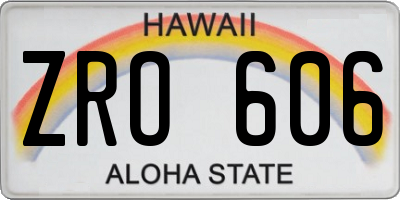 HI license plate ZRO606