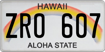 HI license plate ZRO607