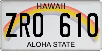 HI license plate ZRO610