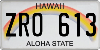 HI license plate ZRO613