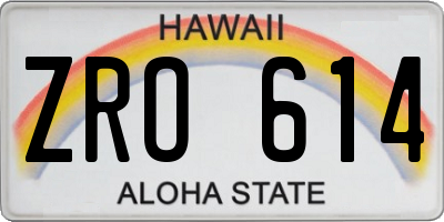 HI license plate ZRO614