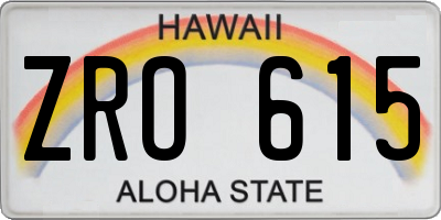 HI license plate ZRO615