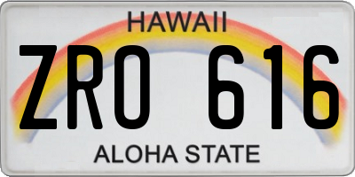 HI license plate ZRO616