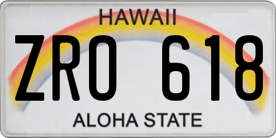 HI license plate ZRO618