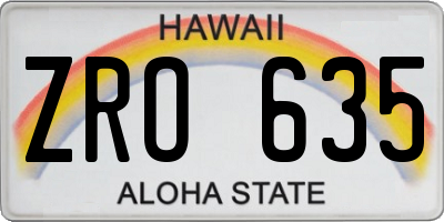 HI license plate ZRO635