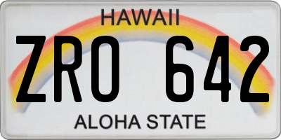 HI license plate ZRO642