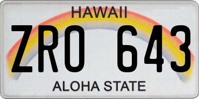 HI license plate ZRO643