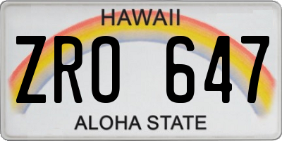 HI license plate ZRO647