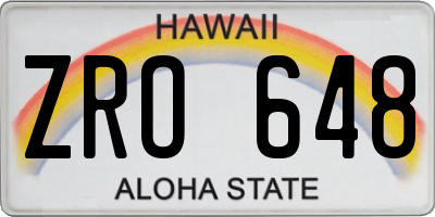 HI license plate ZRO648
