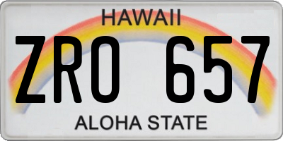 HI license plate ZRO657