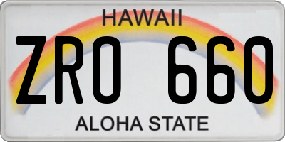 HI license plate ZRO660
