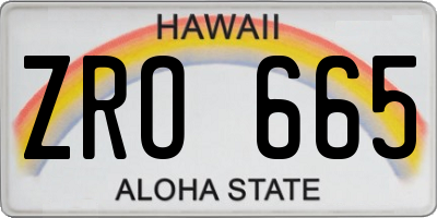 HI license plate ZRO665