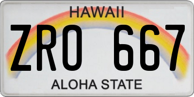HI license plate ZRO667