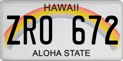 HI license plate ZRO672