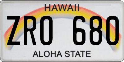 HI license plate ZRO680