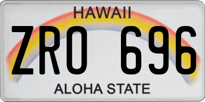 HI license plate ZRO696
