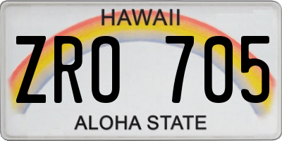 HI license plate ZRO705