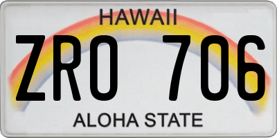 HI license plate ZRO706