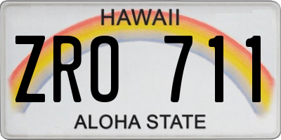 HI license plate ZRO711