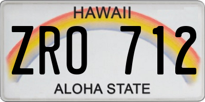 HI license plate ZRO712
