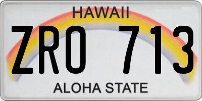 HI license plate ZRO713
