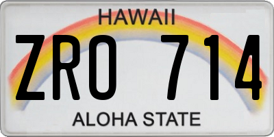 HI license plate ZRO714