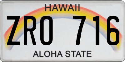 HI license plate ZRO716