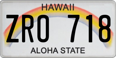 HI license plate ZRO718