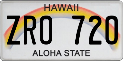 HI license plate ZRO720