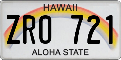 HI license plate ZRO721