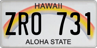 HI license plate ZRO731