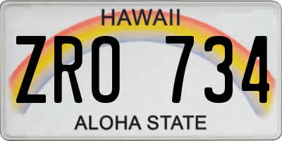 HI license plate ZRO734
