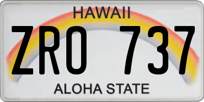 HI license plate ZRO737