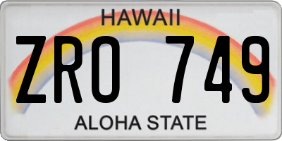 HI license plate ZRO749