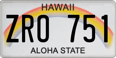 HI license plate ZRO751
