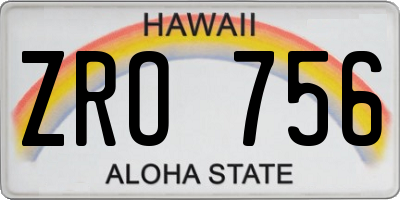 HI license plate ZRO756