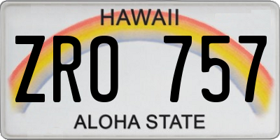 HI license plate ZRO757