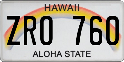 HI license plate ZRO760