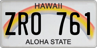 HI license plate ZRO761