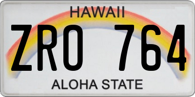 HI license plate ZRO764